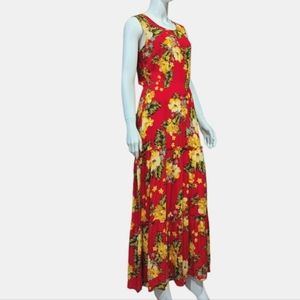 Red floral dress red dress size small NWOT